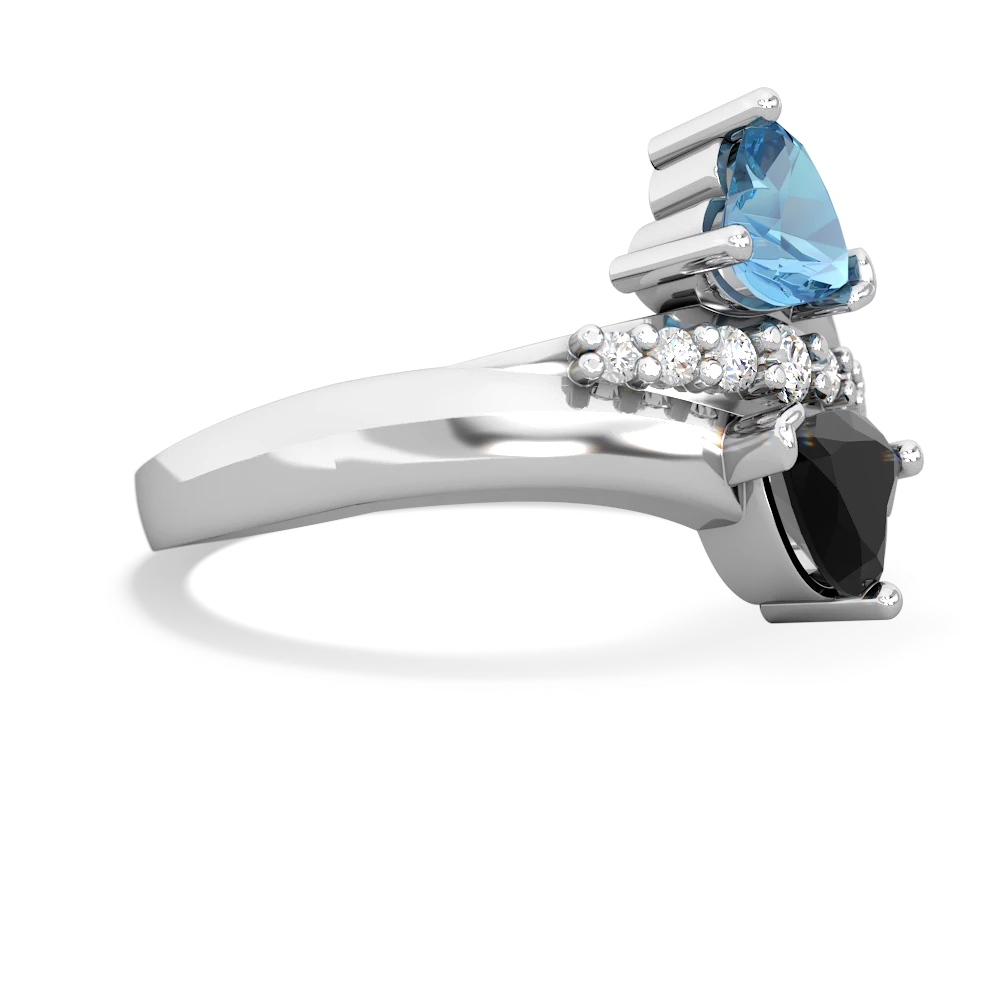 Blue Topaz Heart To Heart 14K White Gold ring R2064