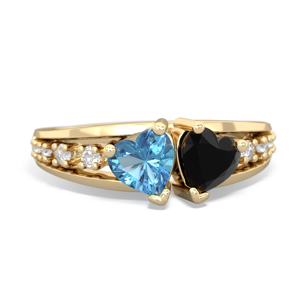 Blue Topaz Heart To Heart 14K Yellow Gold ring R3342
