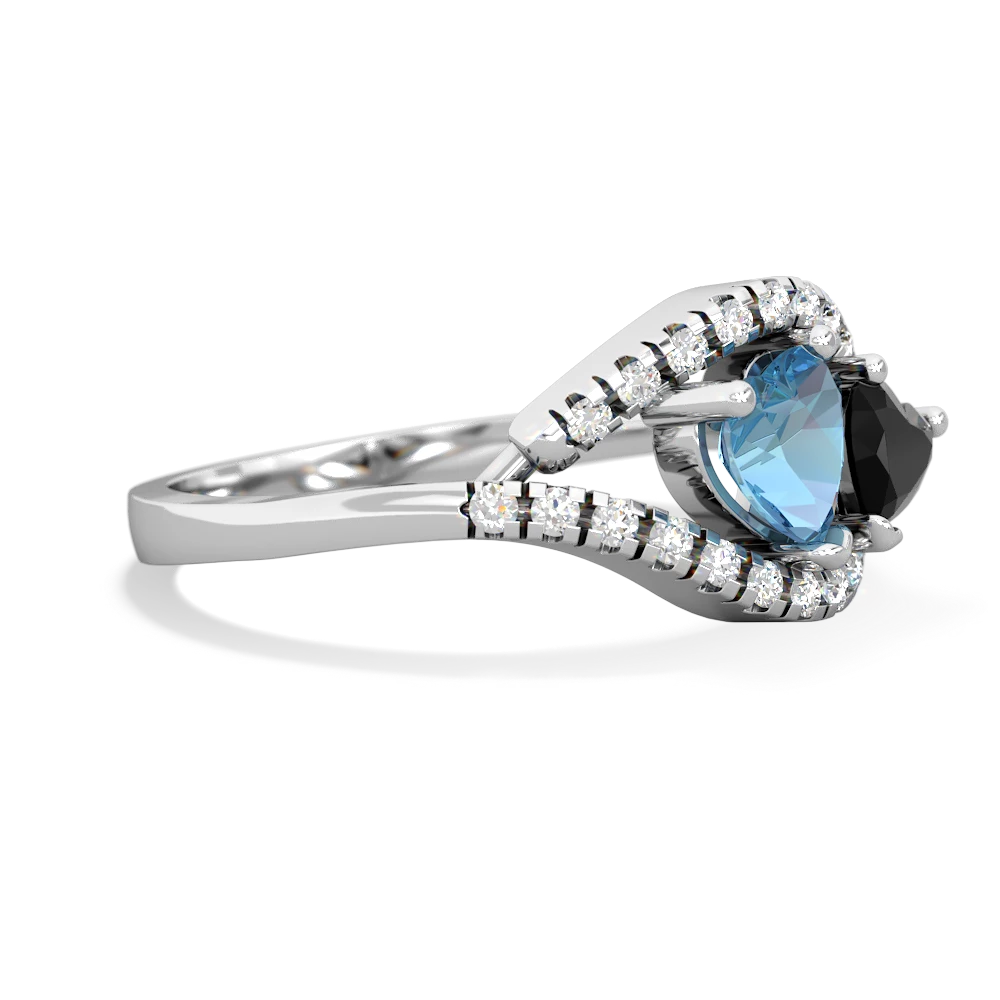 Blue Topaz Mother And Child 14K White Gold ring R3010