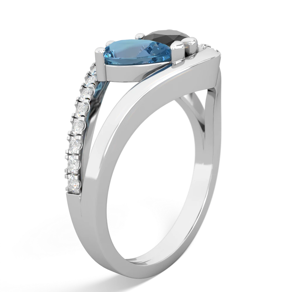 Blue Topaz Nestled Heart Keepsake 14K White Gold ring R5650