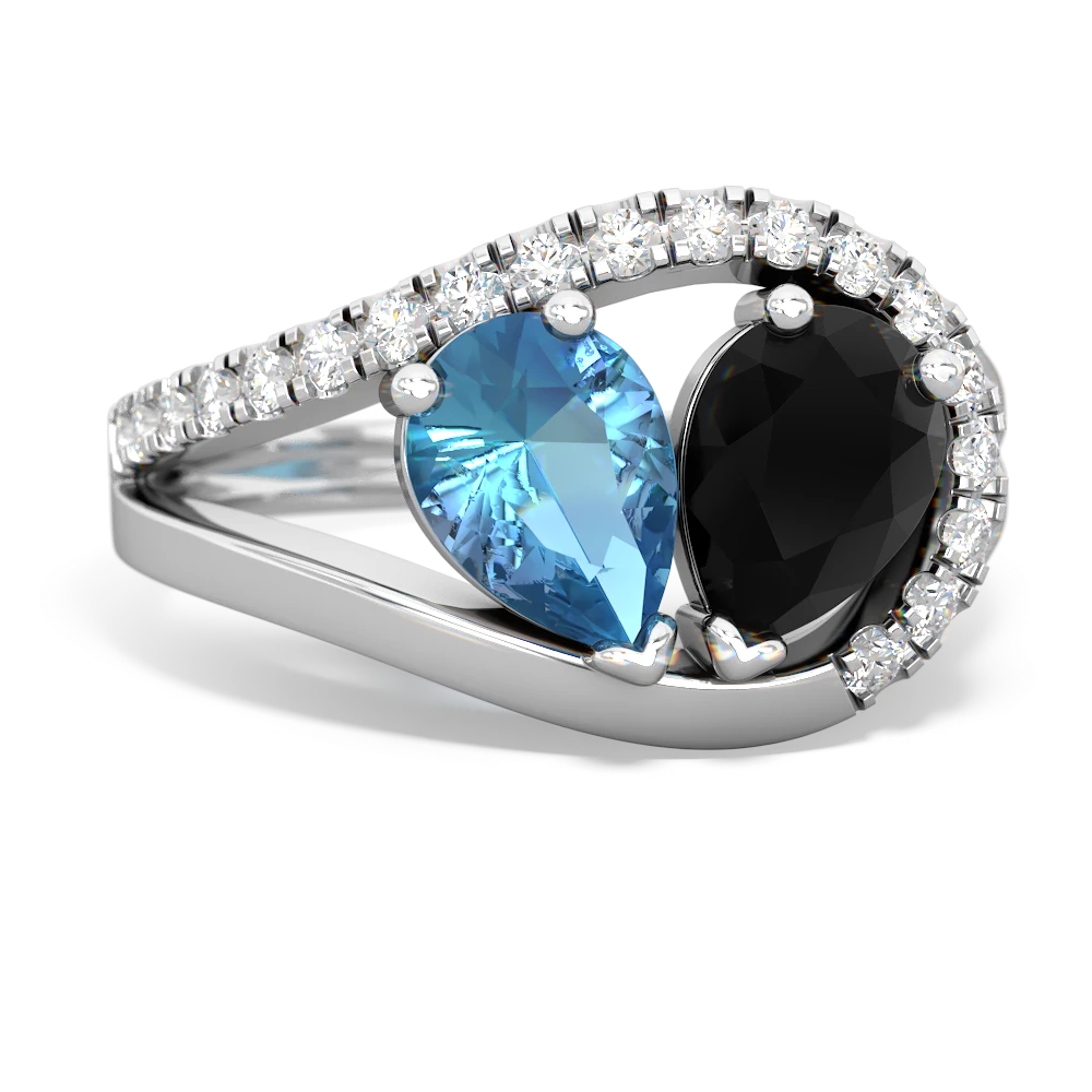 Blue Topaz Nestled Heart Keepsake 14K White Gold ring R5650