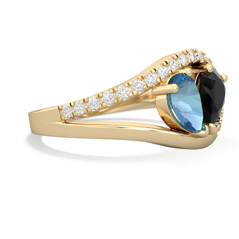 Blue Topaz Nestled Heart Keepsake 14K Yellow Gold ring R5650