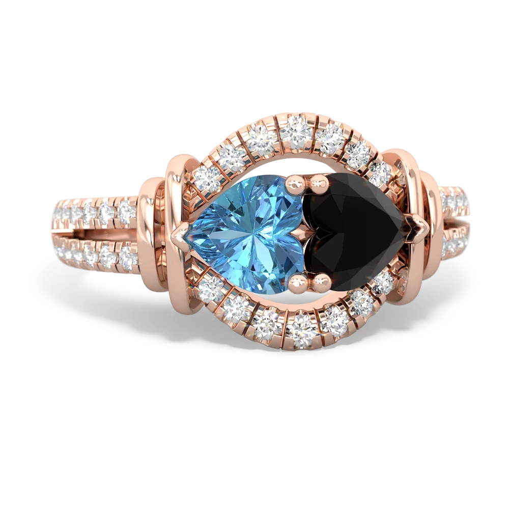 Blue Topaz Art-Deco Keepsake 14K Rose Gold ring R5630