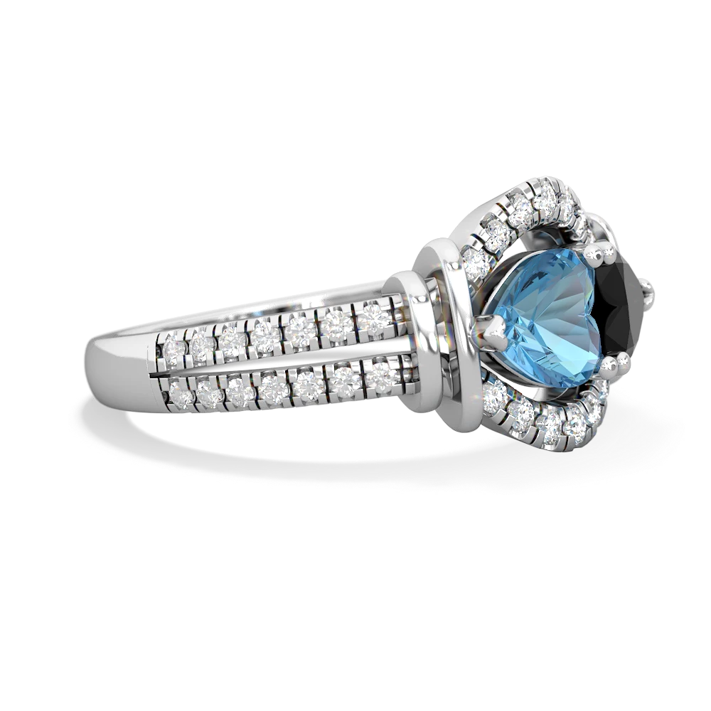 Blue Topaz Art-Deco Keepsake 14K White Gold ring R5630