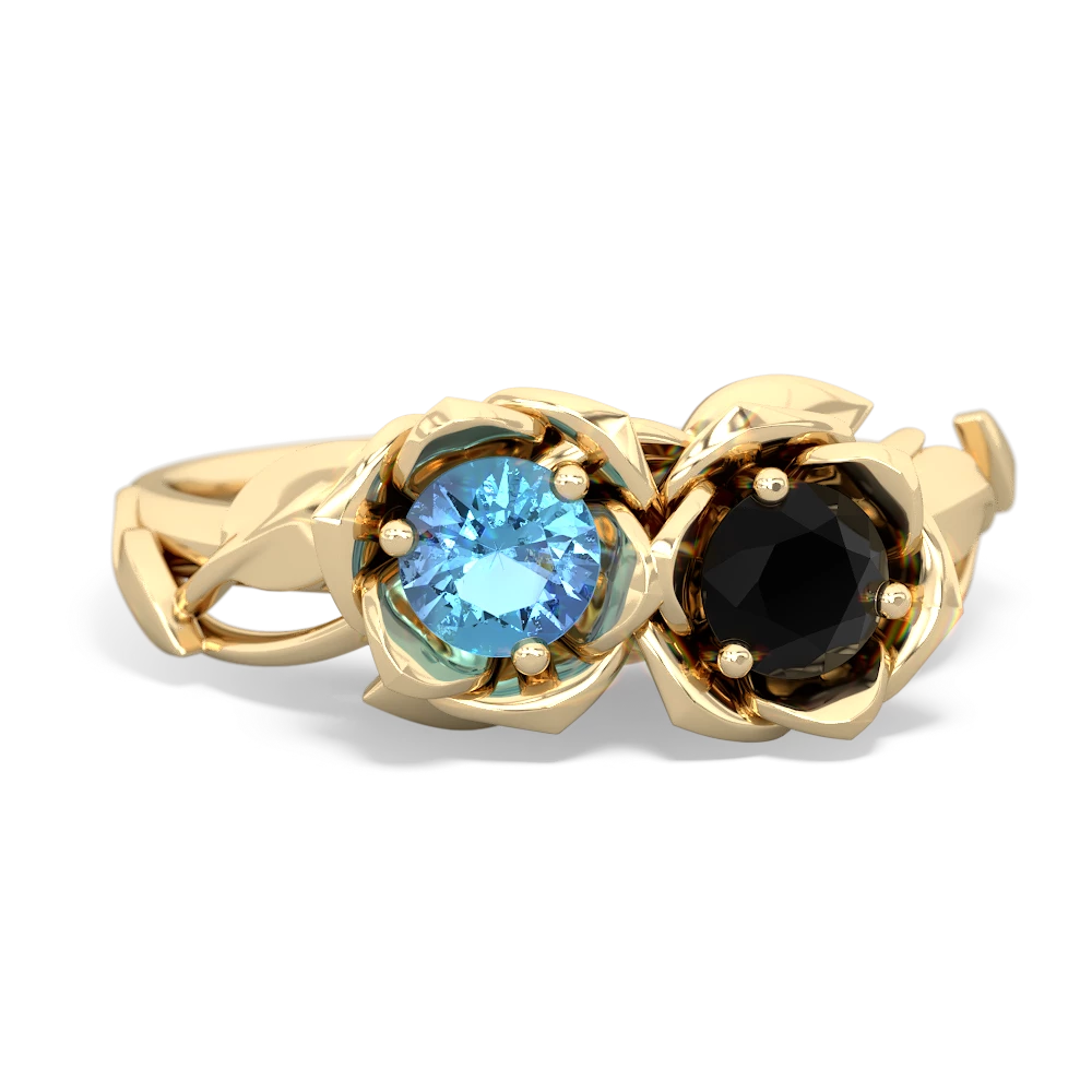 Blue Topaz Rose Garden 14K Yellow Gold ring R5510