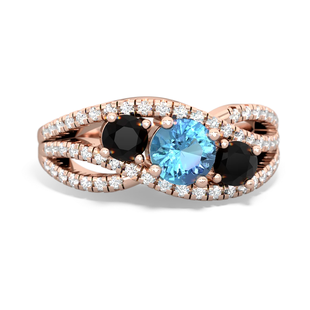 Blue Topaz Three Stone Aurora 14K Rose Gold ring R3080