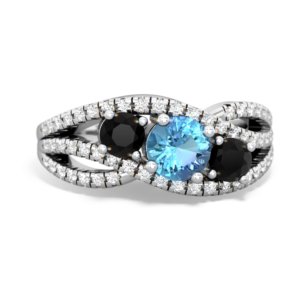 Blue Topaz Three Stone Aurora 14K White Gold ring R3080