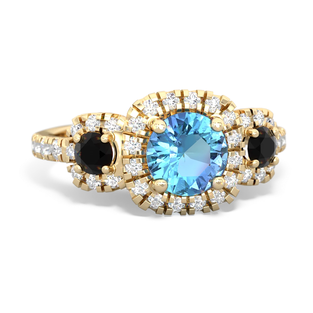 Blue Topaz Regal Halo 14K Yellow Gold ring R5350