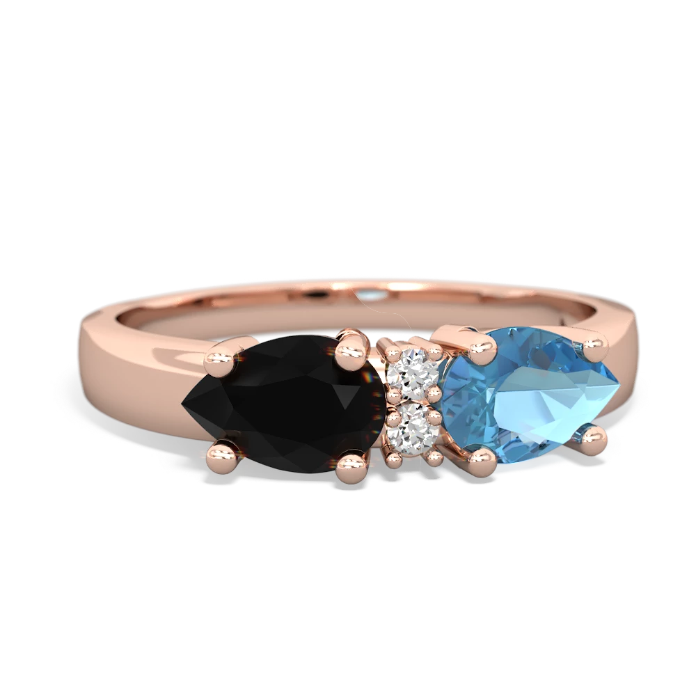 Blue Topaz Pear Bowtie 14K Rose Gold ring R0865