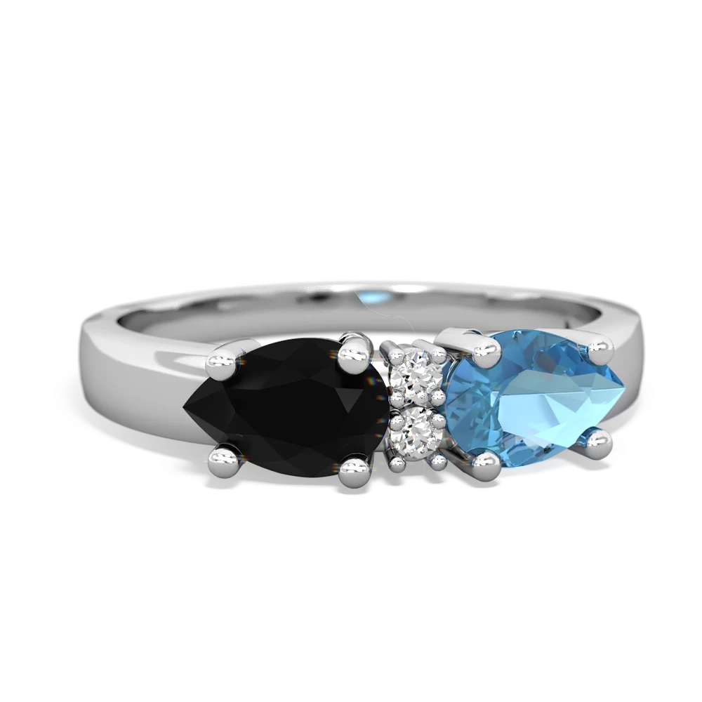 Blue Topaz Pear Bowtie 14K White Gold ring R0865