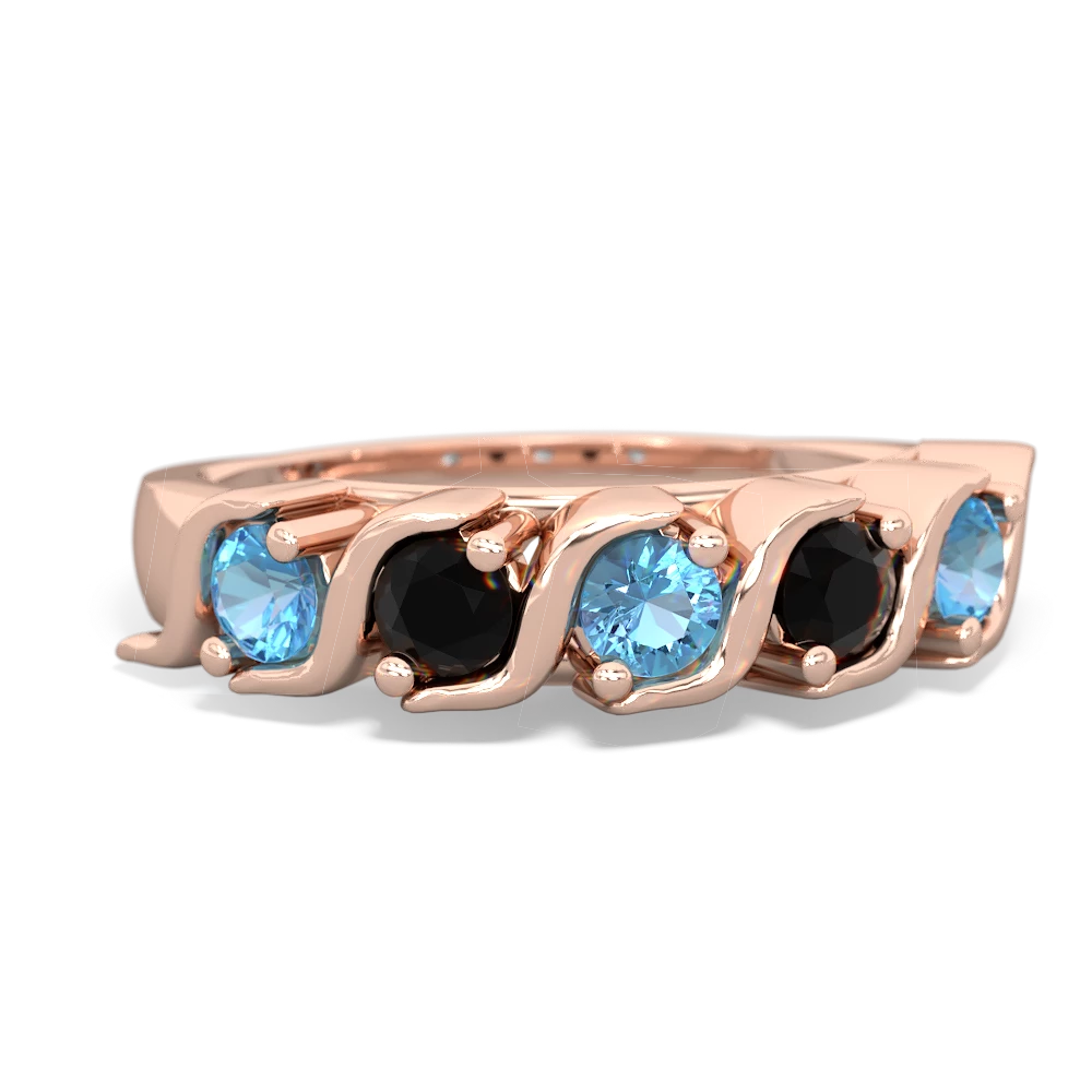 Blue Topaz Anniversary Band 14K Rose Gold ring R2089