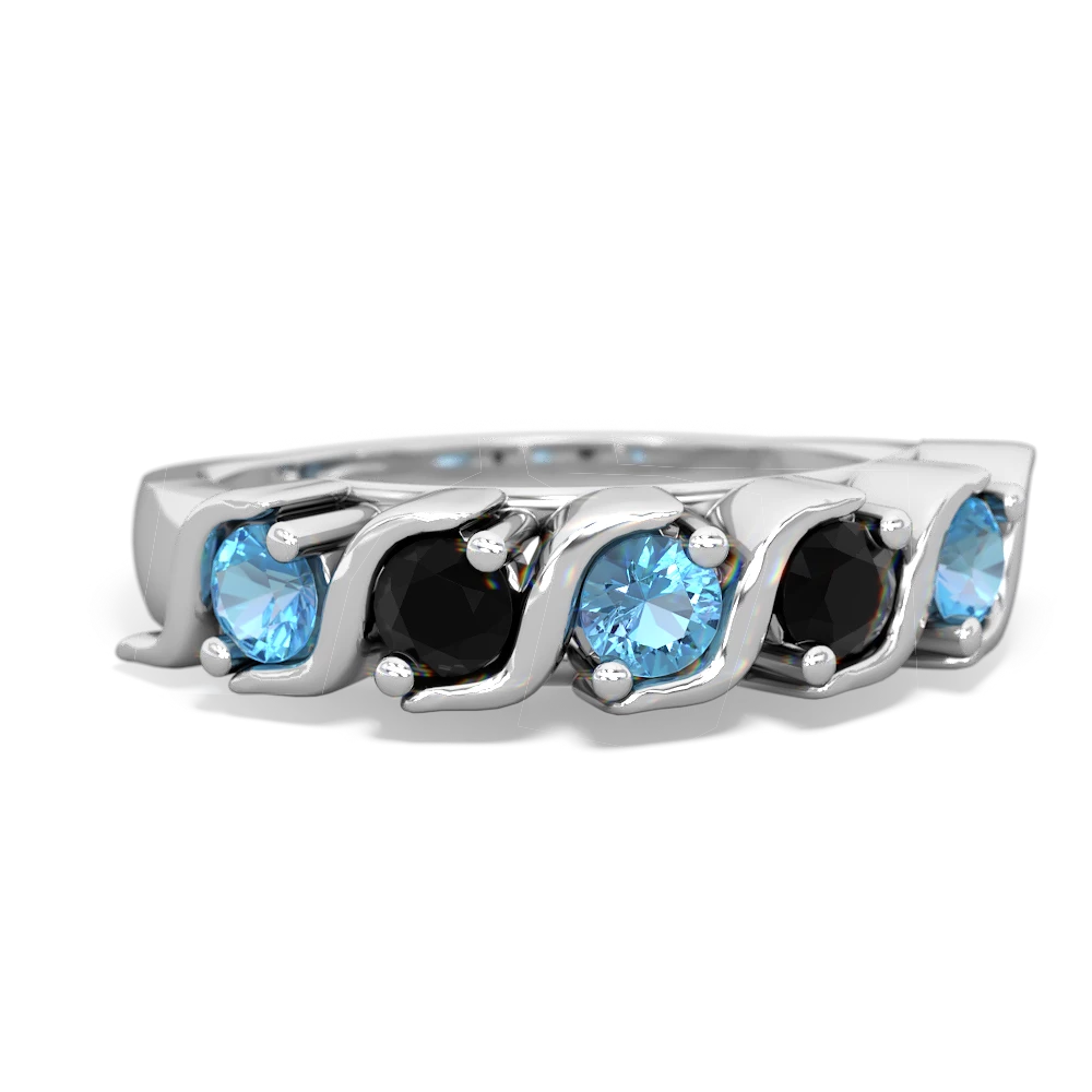 Blue Topaz Anniversary Band 14K White Gold ring R2089