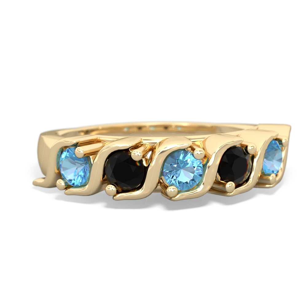 Blue Topaz Anniversary Band 14K Yellow Gold ring R2089