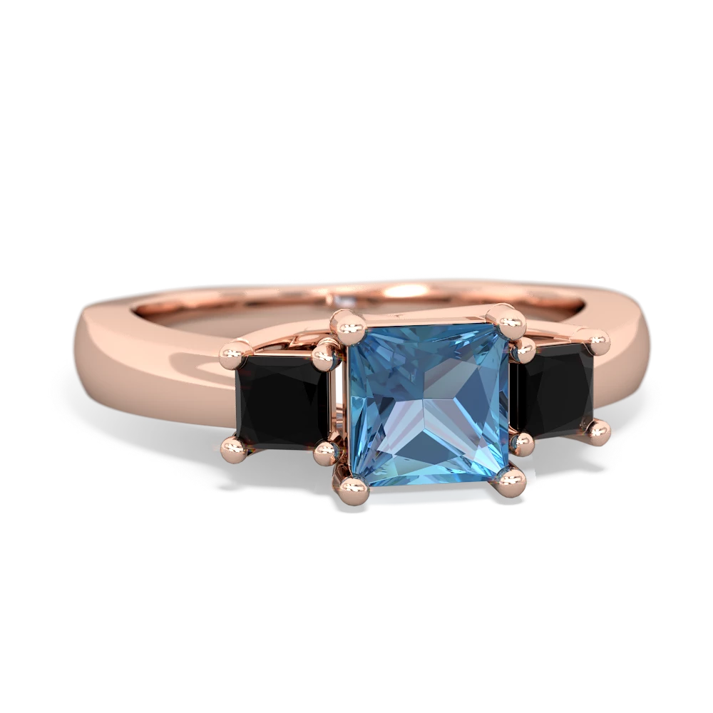 Blue Topaz Three Stone Trellis 14K Rose Gold ring R4015