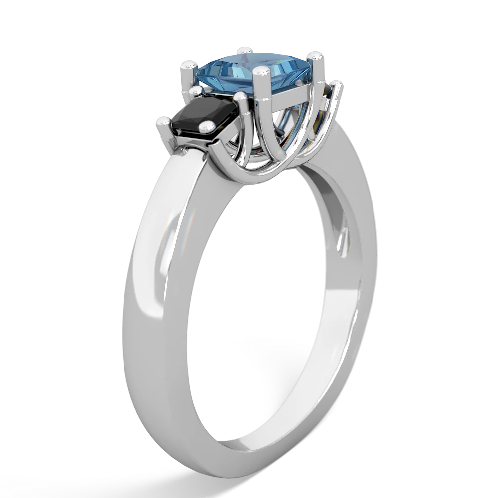 Blue Topaz Three Stone Trellis 14K White Gold ring R4015