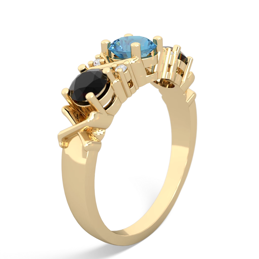 Blue Topaz Hugs And Kisses 14K Yellow Gold ring R5016