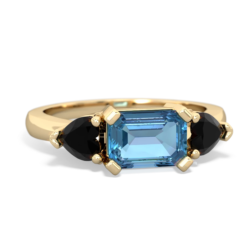 Blue Topaz Three Stone 14K Yellow Gold ring R5235