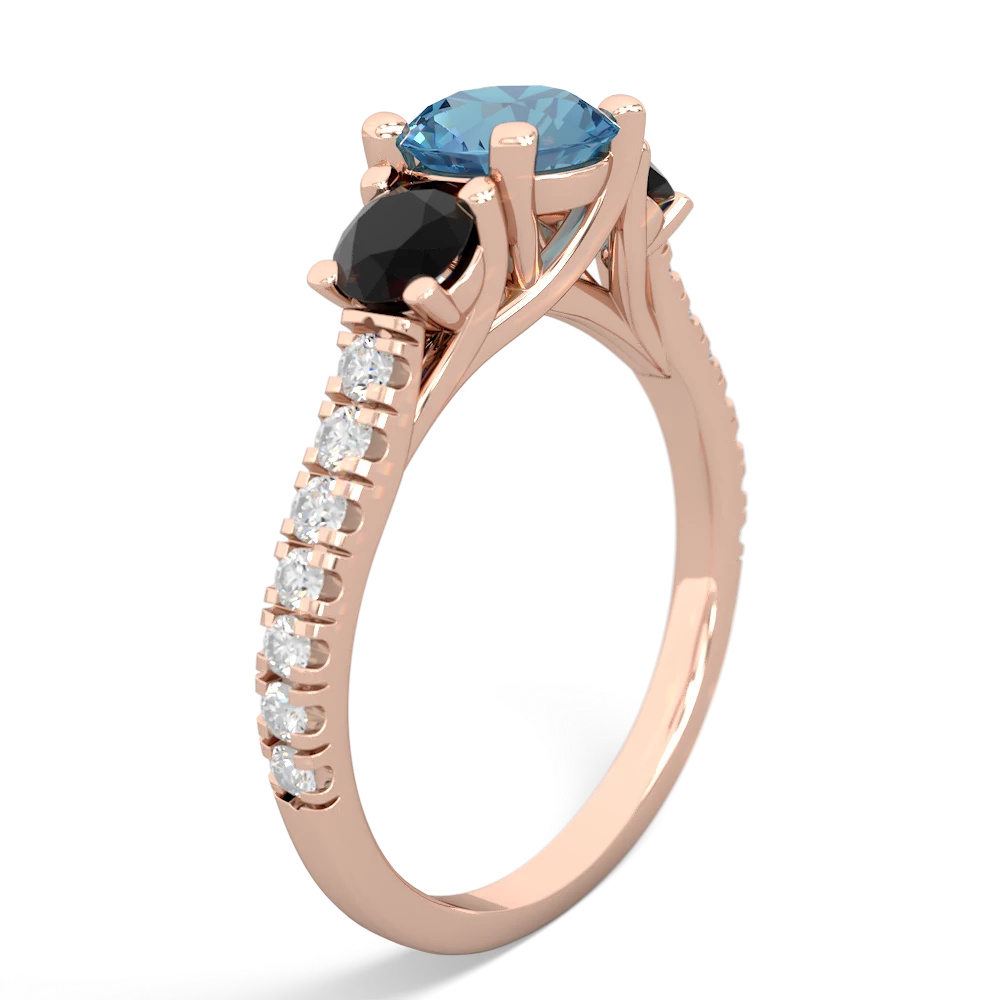 Blue Topaz Pave Trellis 14K Rose Gold ring R5500