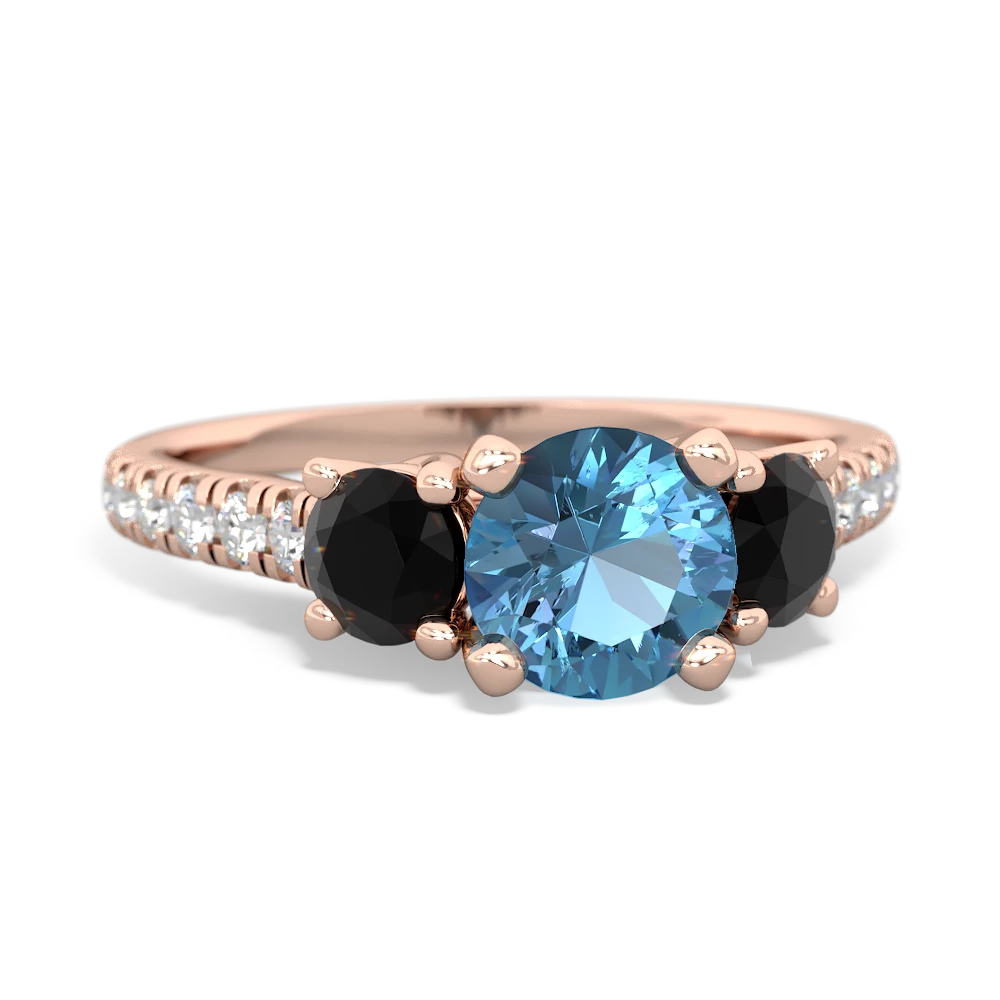 Blue Topaz Pave Trellis 14K Rose Gold ring R5500