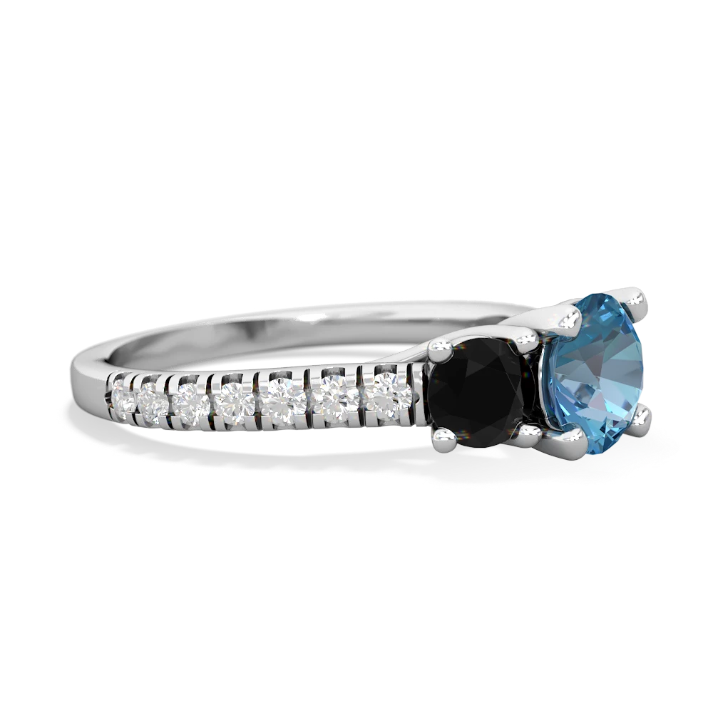 Blue Topaz Pave Trellis 14K White Gold ring R5500