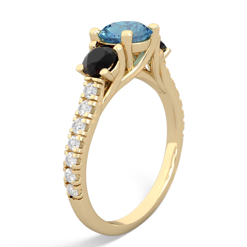 Blue Topaz Pave Trellis 14K Yellow Gold ring R5500