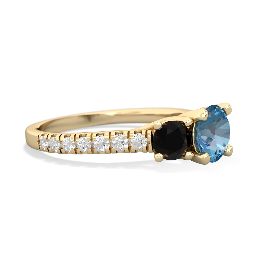 Blue Topaz Pave Trellis 14K Yellow Gold ring R5500