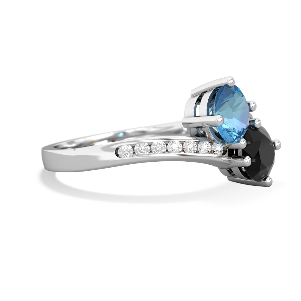 Blue Topaz Channel Set Two Stone 14K White Gold ring R5303