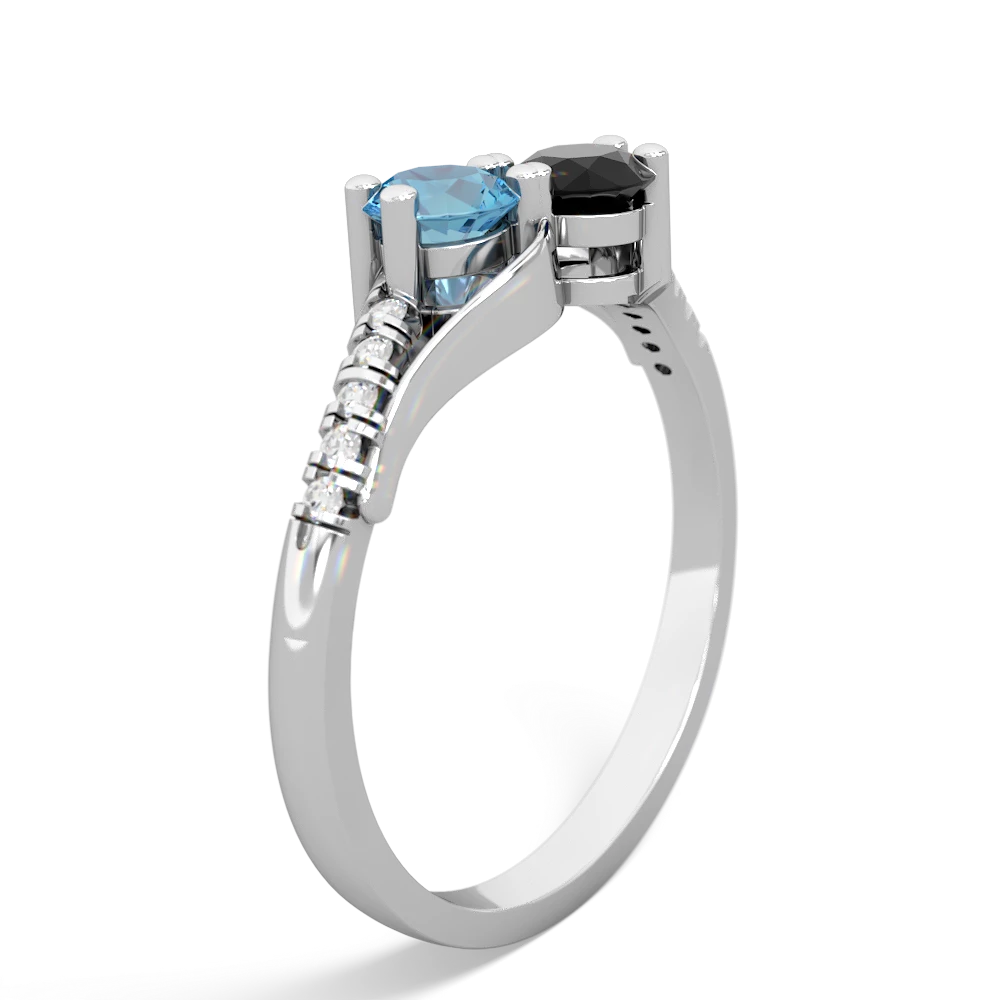 Blue Topaz Infinity Pave Two Stone 14K White Gold ring R5285