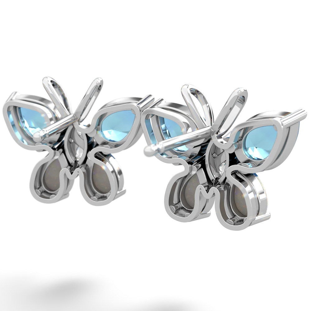 Blue Topaz Butterfly 14K White Gold earrings E2215