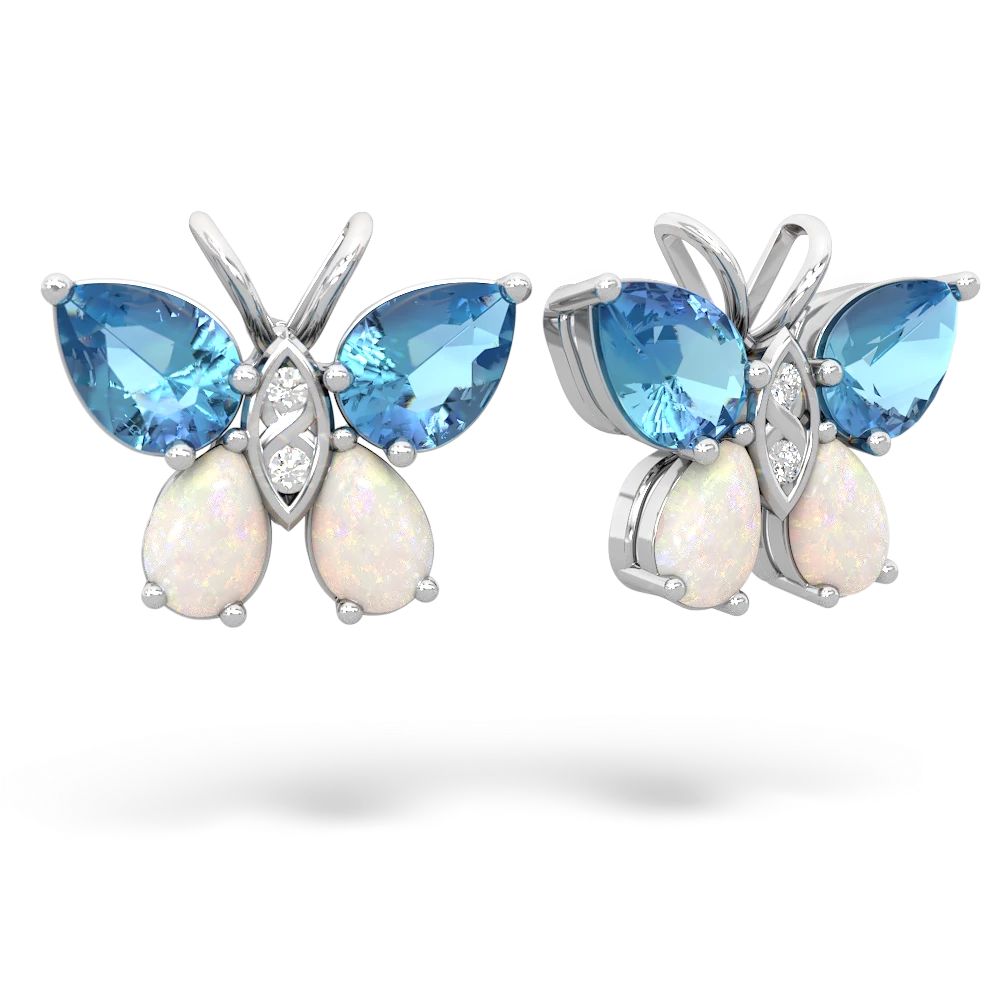 Blue Topaz Butterfly 14K White Gold earrings E2215