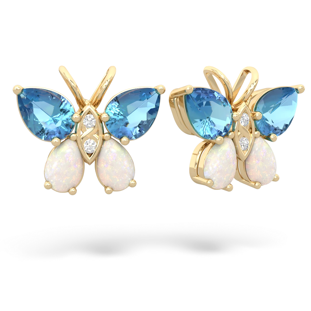 Blue Topaz Butterfly 14K Yellow Gold earrings E2215