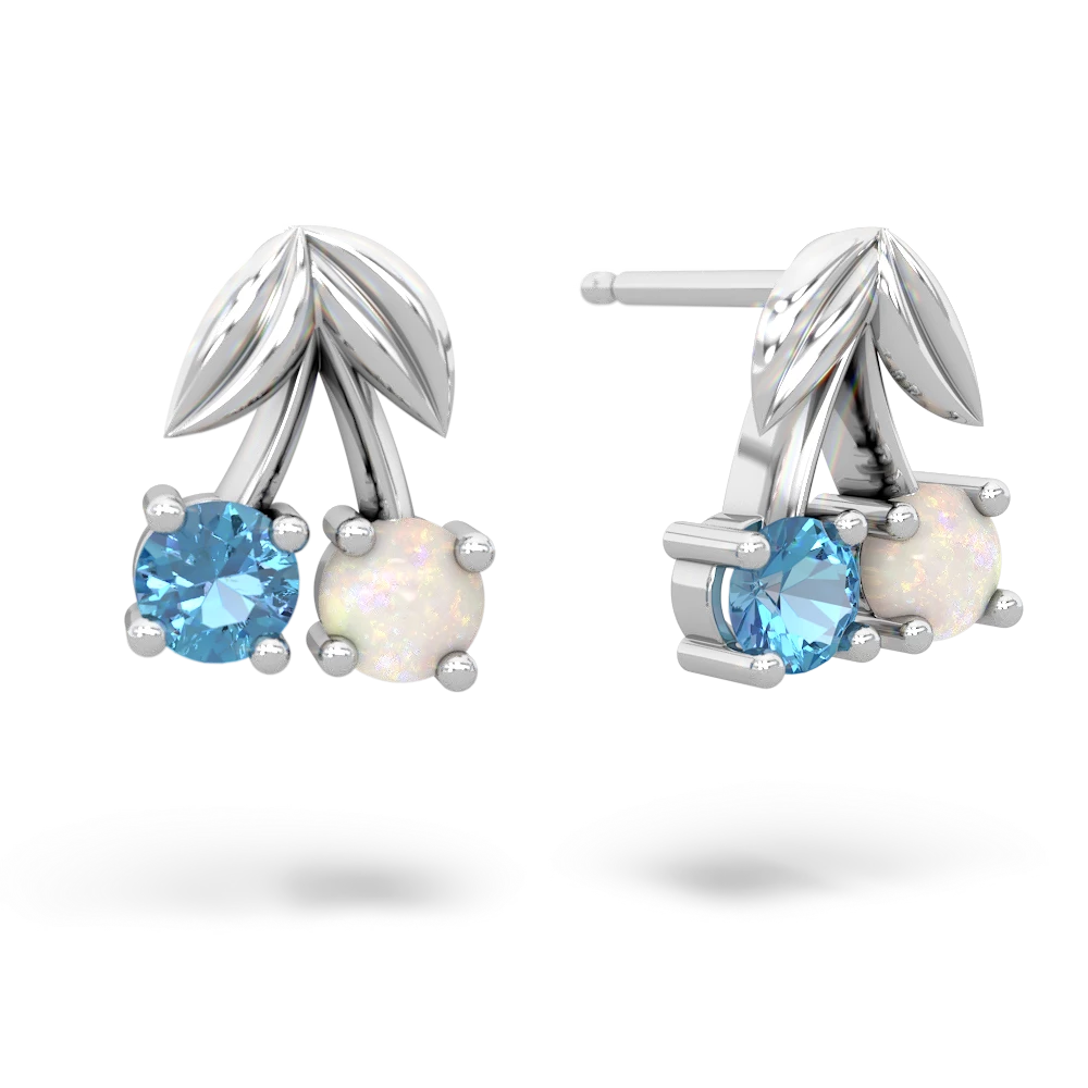 Blue Topaz Sweet Cherries 14K White Gold earrings E7001