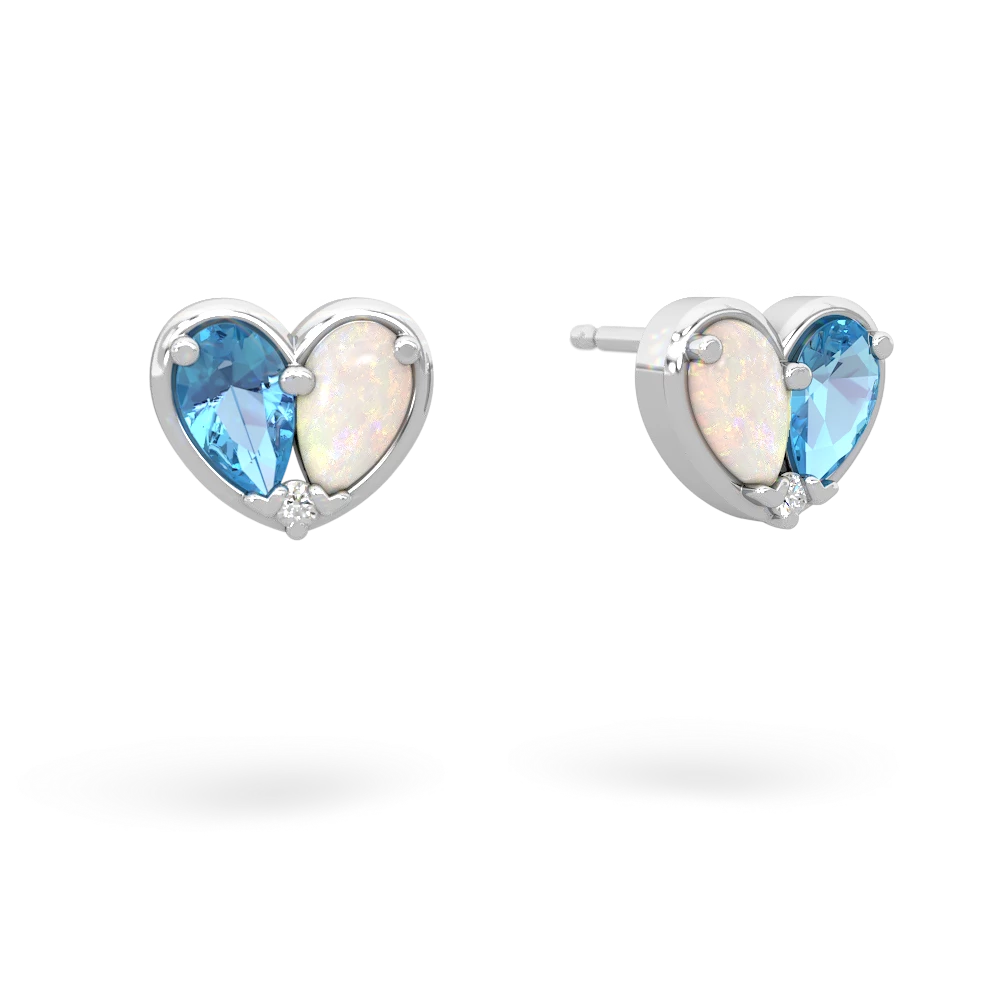 Blue Topaz 'Our Heart' 14K White Gold earrings E5072