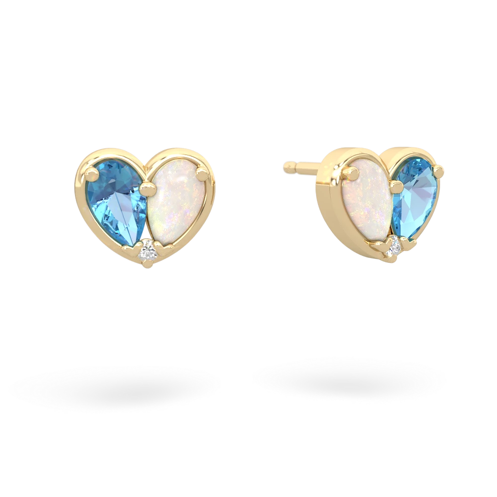 Blue Topaz 'Our Heart' 14K Yellow Gold earrings E5072