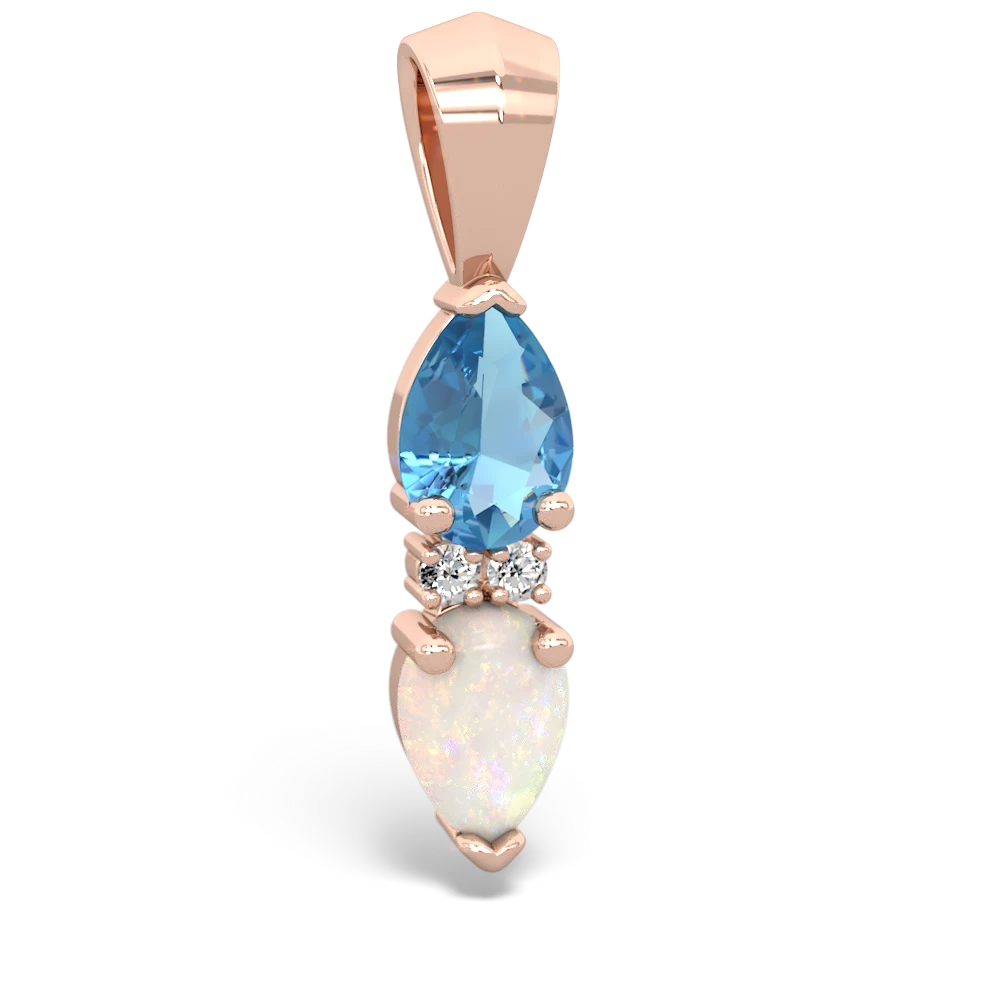Blue Topaz Bowtie Drop 14K Rose Gold pendant P0865