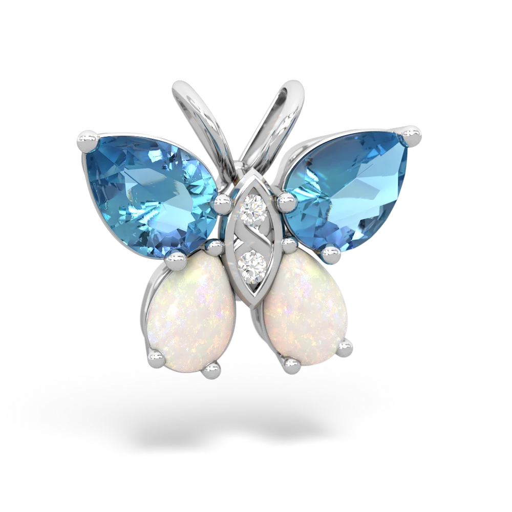 Blue Topaz Butterfly 14K White Gold pendant P2215