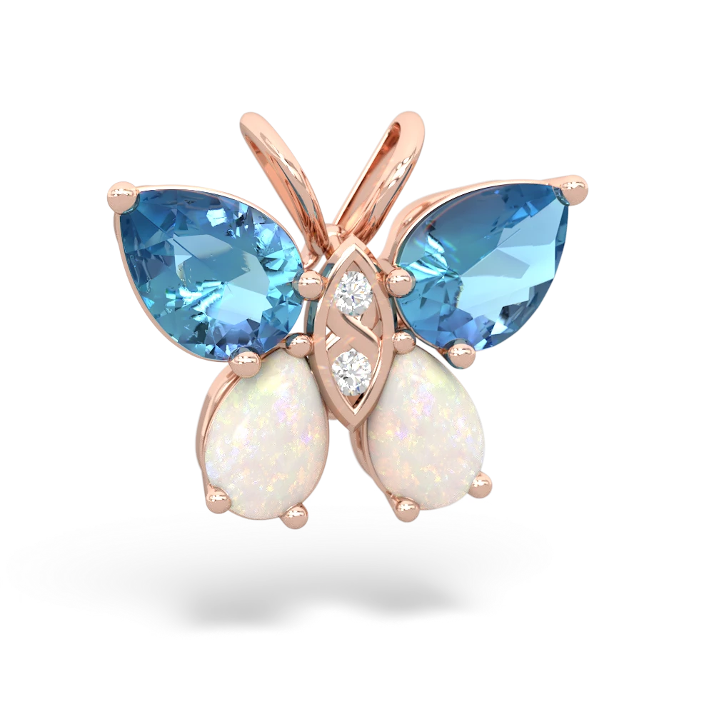 Blue Topaz Butterfly 14K Rose Gold pendant P2215