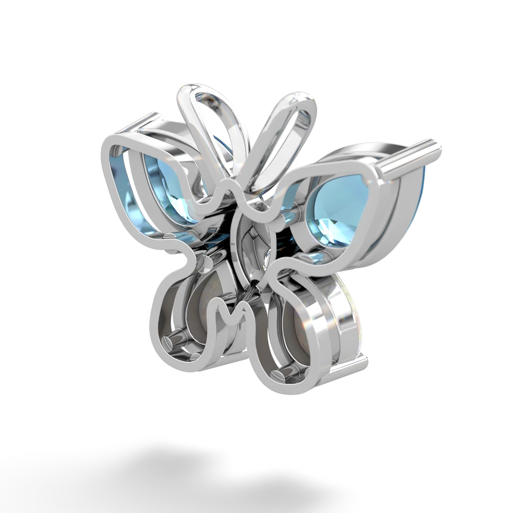 Blue Topaz Butterfly 14K White Gold pendant P2215