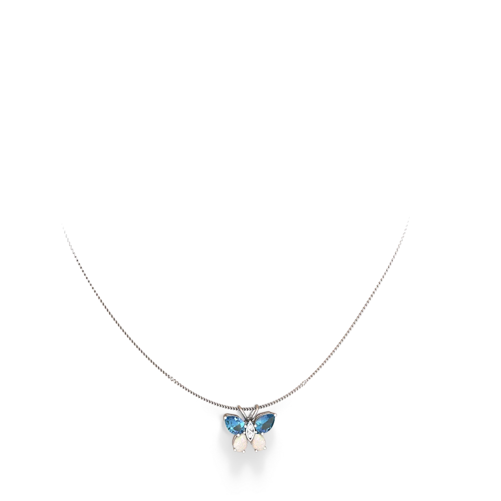 Blue Topaz Butterfly 14K White Gold pendant P2215