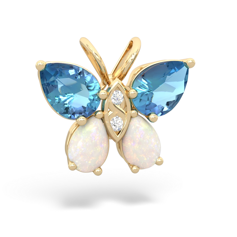 Blue Topaz Butterfly 14K Yellow Gold pendant P2215