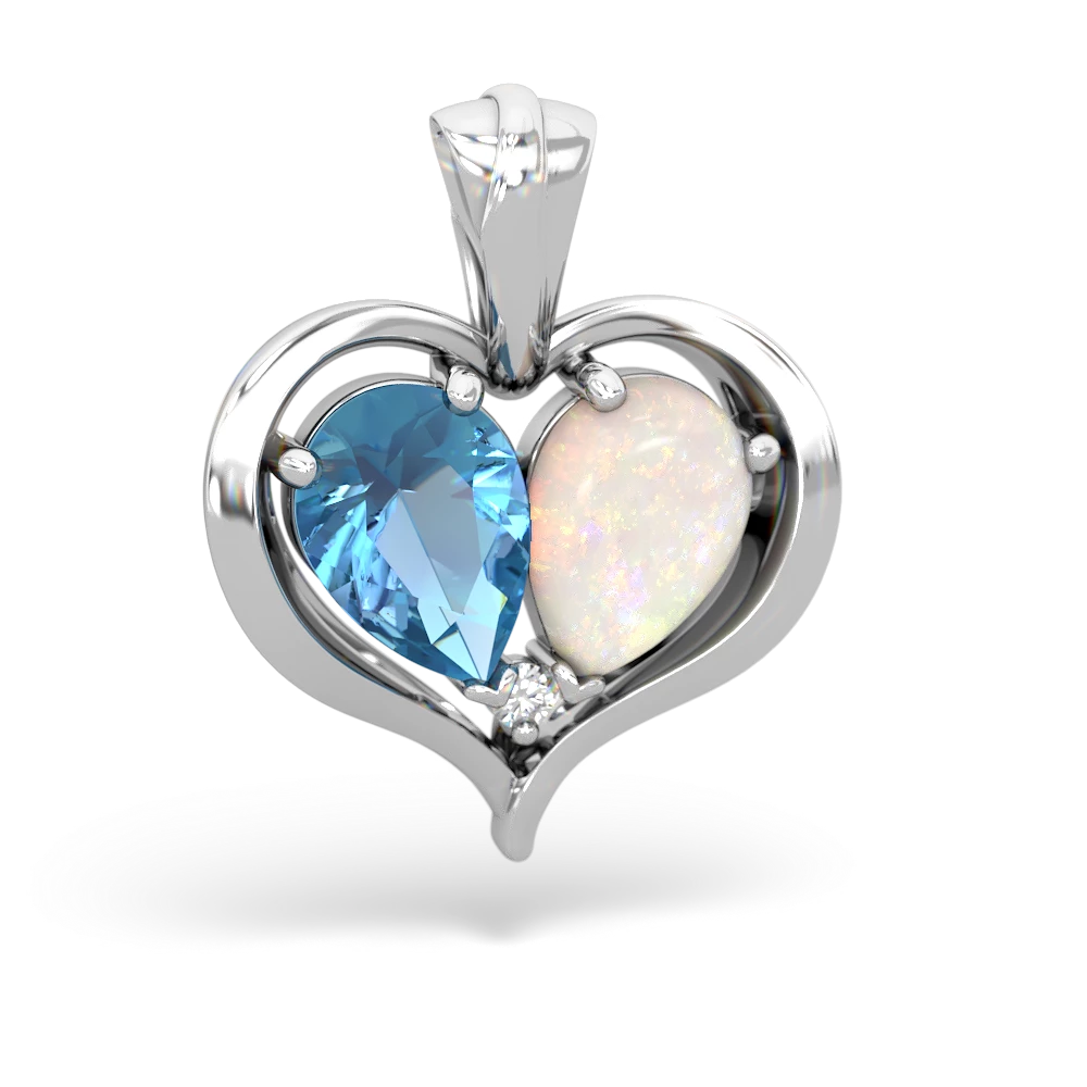 Blue Topaz Two Become One 14K White Gold pendant P5330