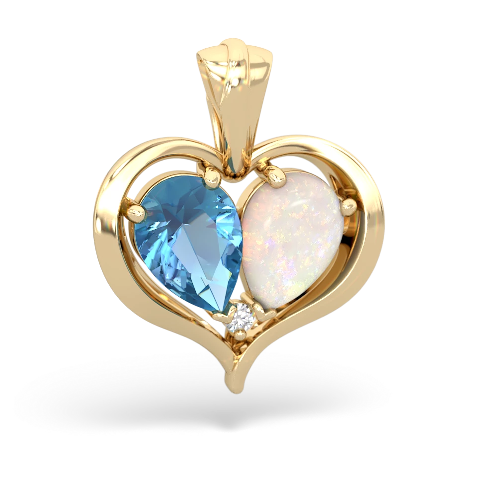 Blue Topaz Two Become One 14K Yellow Gold pendant P5330