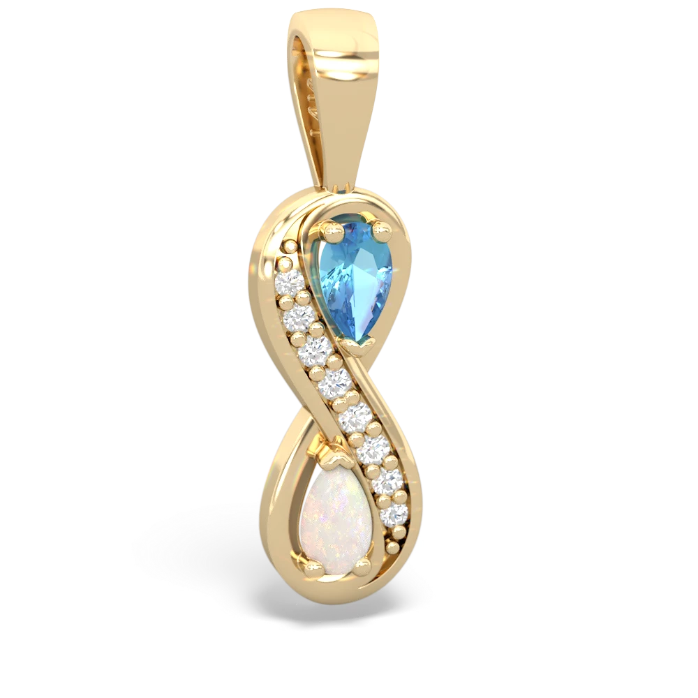 Blue Topaz Diamond Infinity 14K Yellow Gold pendant P5390