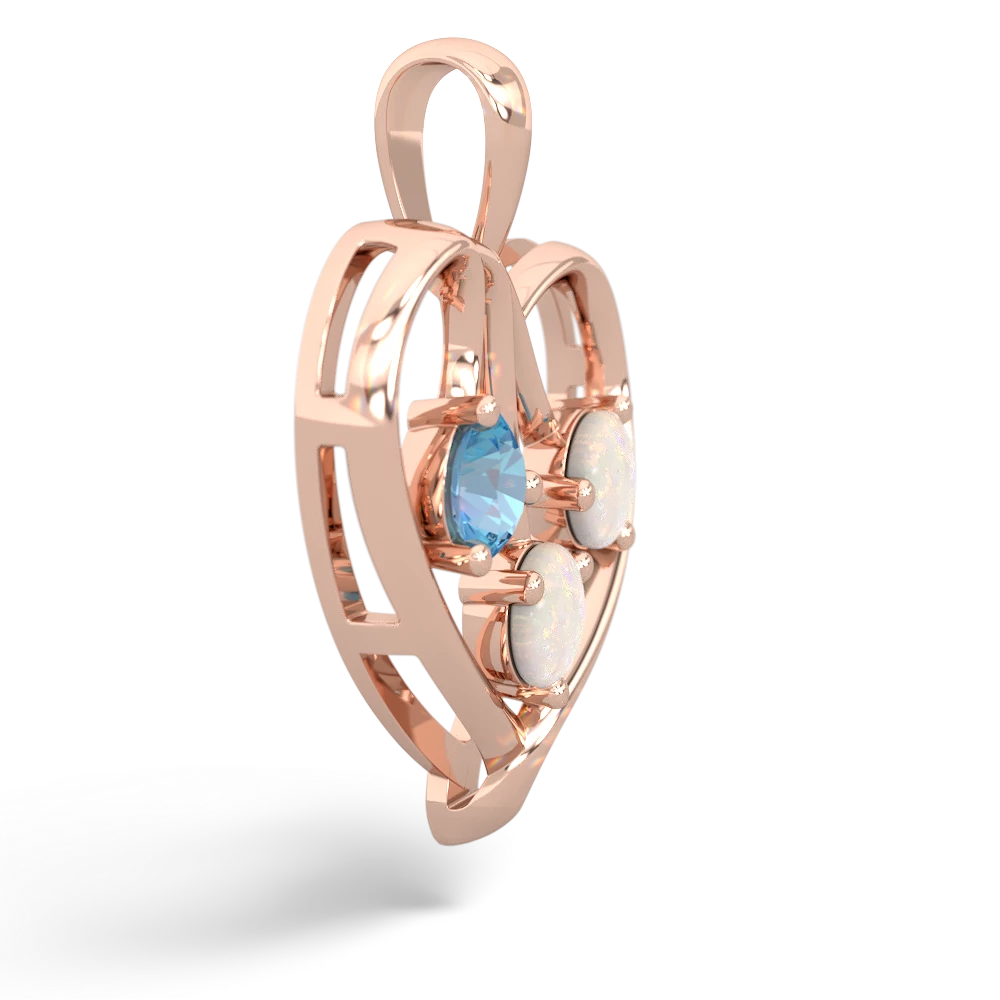 Blue Topaz Glowing Heart 14K Rose Gold pendant P2233