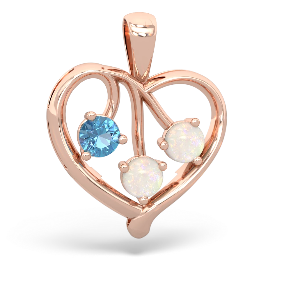 Blue Topaz Glowing Heart 14K Rose Gold pendant P2233