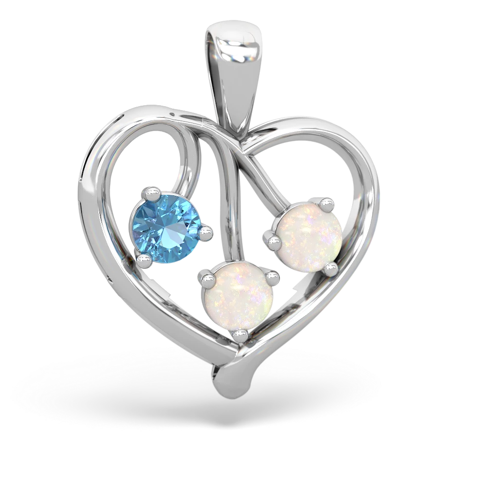 Blue Topaz Glowing Heart 14K White Gold pendant P2233