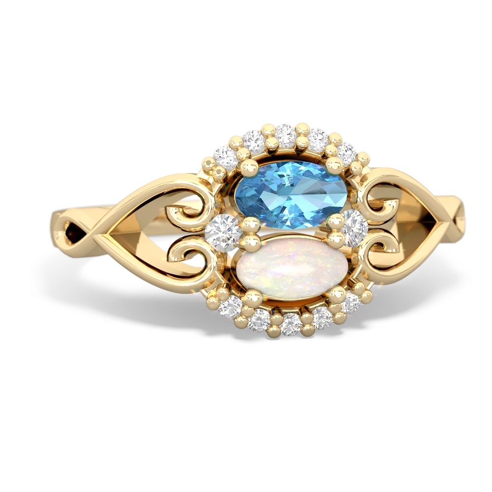 Blue Topaz Love Nest 14K Yellow Gold ring R5860