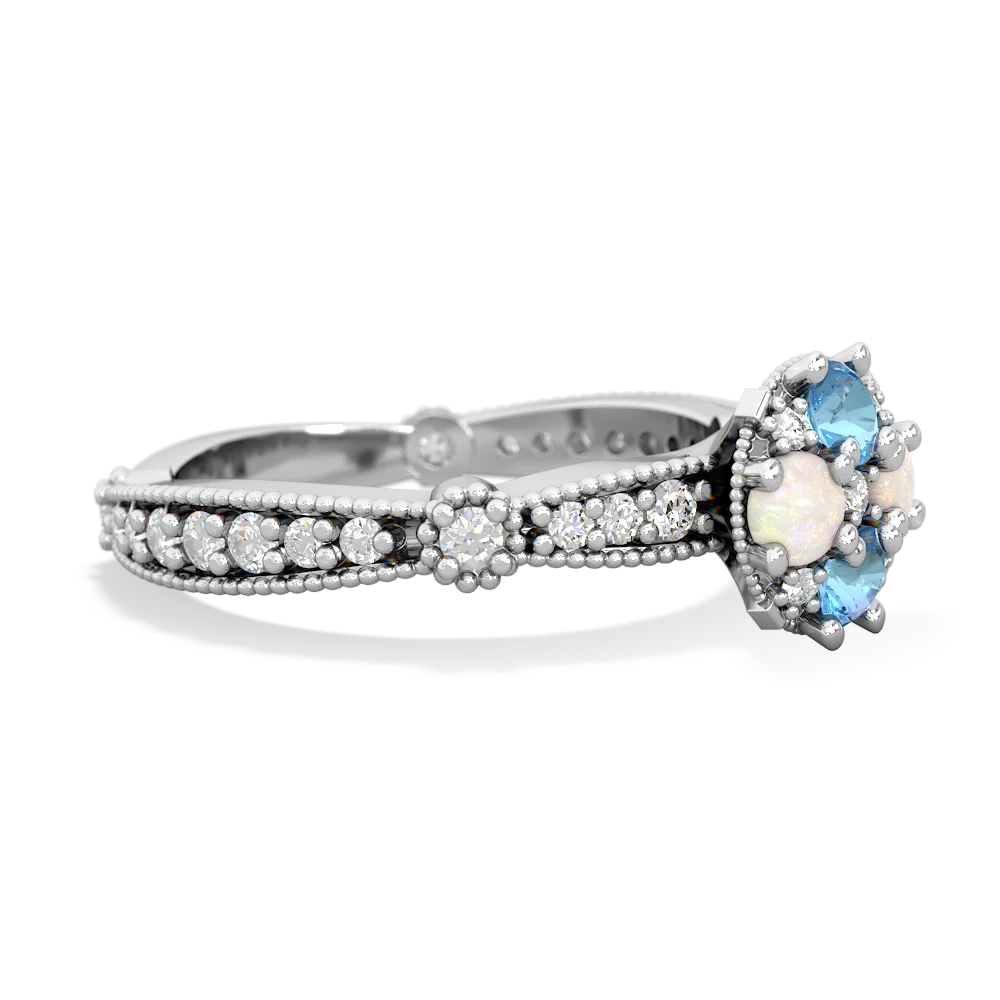 Blue Topaz Sparkling Tiara Cluster 14K White Gold ring R26293RD