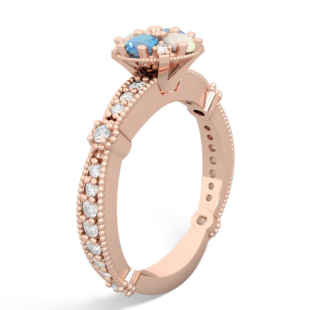 Blue Topaz Sparkling Tiara Cluster 14K Rose Gold ring R26293RD