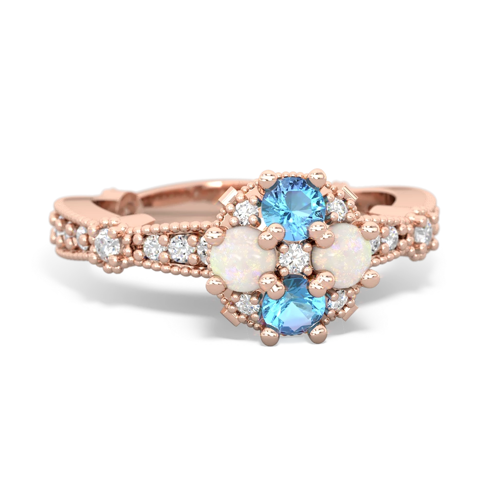 Blue Topaz Sparkling Tiara Cluster 14K Rose Gold ring R26293RD